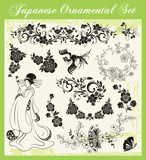 Japanese styles ornaments design vector set 03 styles ornaments Japanese design   