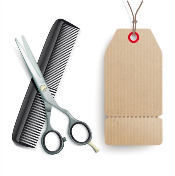 Scissors Comb with tags vector 01 tags scissors comb   