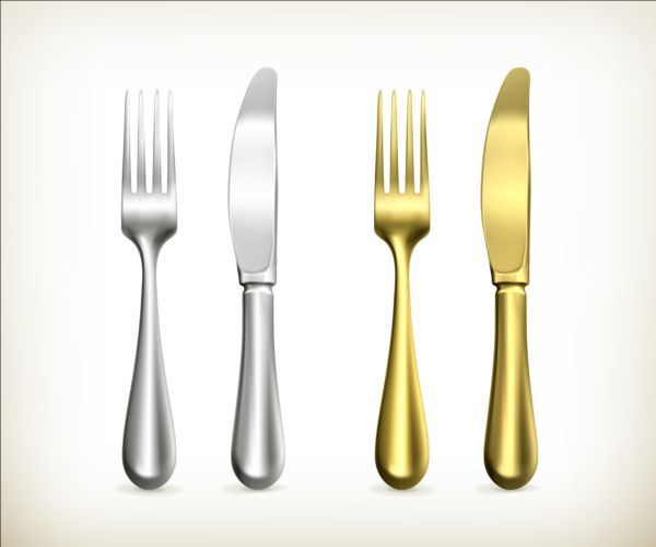 Silver with golden knife and fork silver knife golden fork   