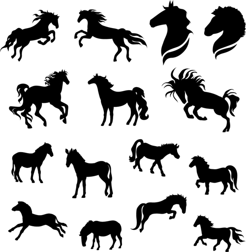 Running horse vector silhouettes 03 silhouettes running horse   