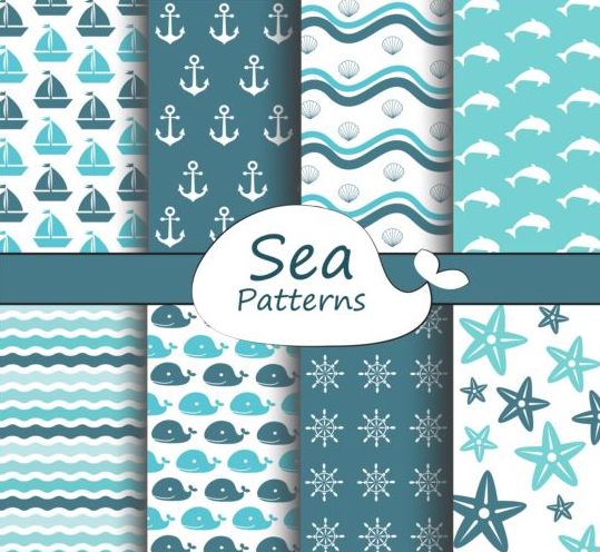 Marine summe pattern seamless vector 04 summe seamless pattern marine   