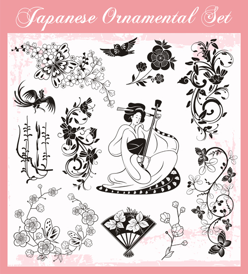 Japanese styles ornaments design vector set 02 styles ornaments Japanese design   