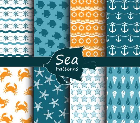 Marine summe pattern seamless vector 03 summe seamless pattern marine   