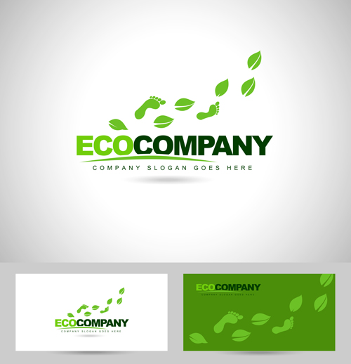 Eco company logos with business card vector 03 logos eco company card business   