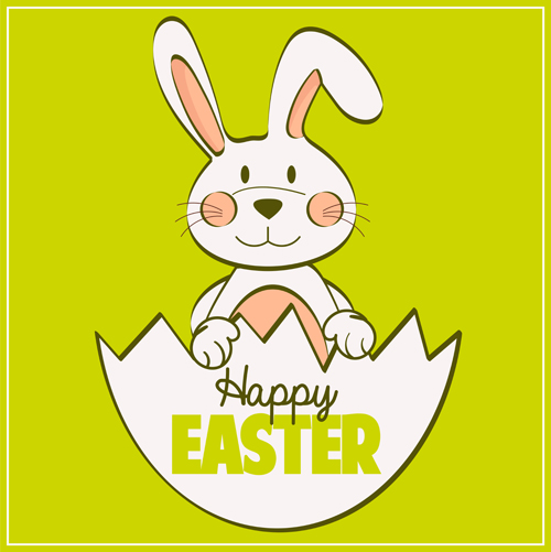 Happy easter card with hand drawn rabbit vector 08 rabbit happy hand easter drawn card   