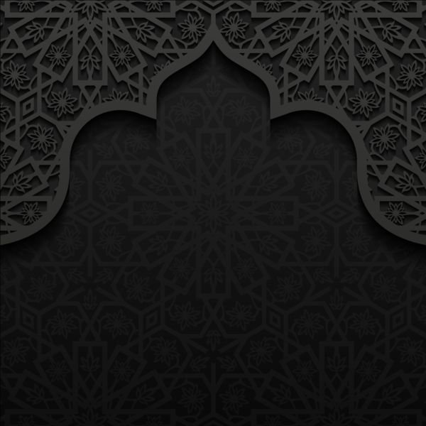 Islamic mosque with black background vector 06 mosque islamic black background   