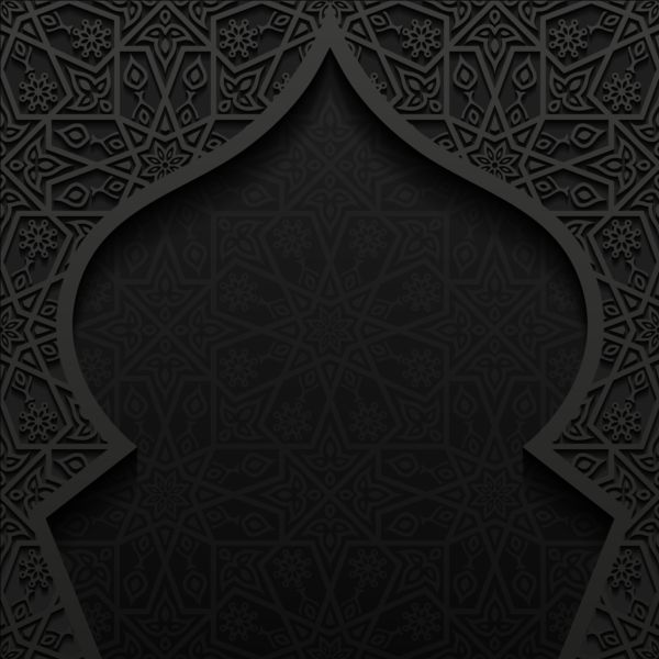 Islamic mosque with black background vector 05 mosque islamic black background   