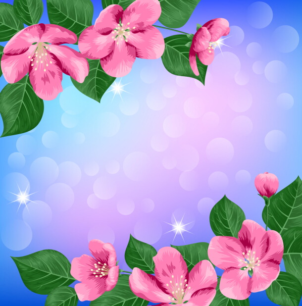 Pink flower spring card vector 03 spring pink flower card   