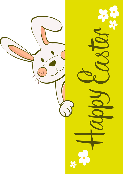 Happy easter card with hand drawn rabbit vector 02 rabbit happy hand easter drawn card   