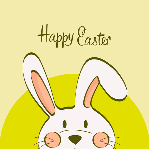 Happy easter card with hand drawn rabbit vector 01 rabbit happy hand easter drawn card   