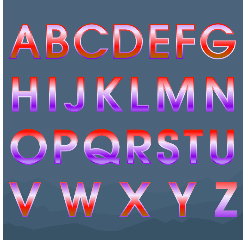 Colored gradients alphabets vector 03 gradients colored alphabets   