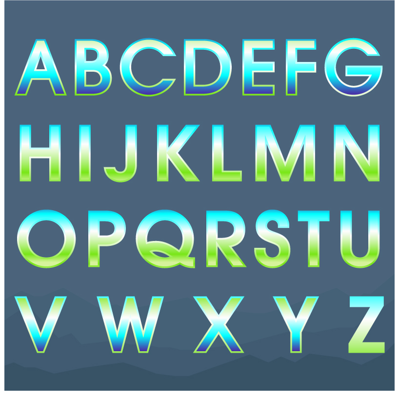 Colored gradients alphabets vector 02 gradients colored alphabets   