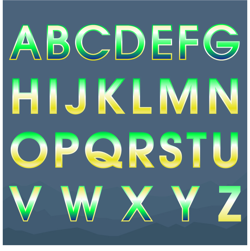 Colored gradients alphabets vector 01 gradients colored alphabets   