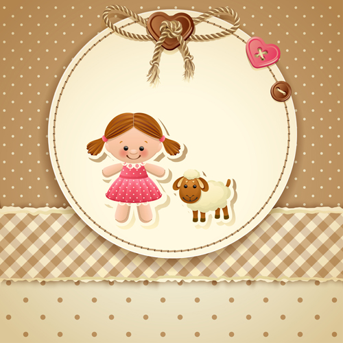 Baby with sheep vector card sheep card baby   