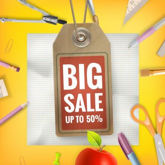 Back to school background with sale tag vector 08 tag school sale background back   