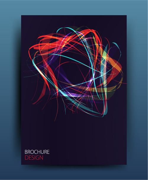 Messy lines wiht blue brochure template vector 01 template Messy lines brochure blue   