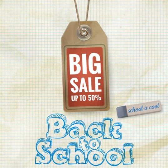 Back to school background with sale tag vector 03 tag school sale background back   