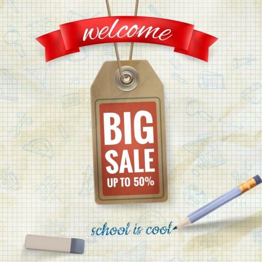 Back to school background with sale tag vector 11 tag school sale background back   