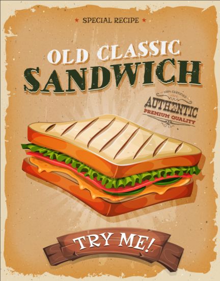 French sandwich vintage poster vector vintage sandwich poster French   