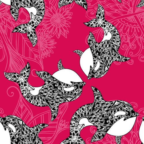 Dolphin with sea seamless pattern vector 02 seamless sea pattern dolphin   