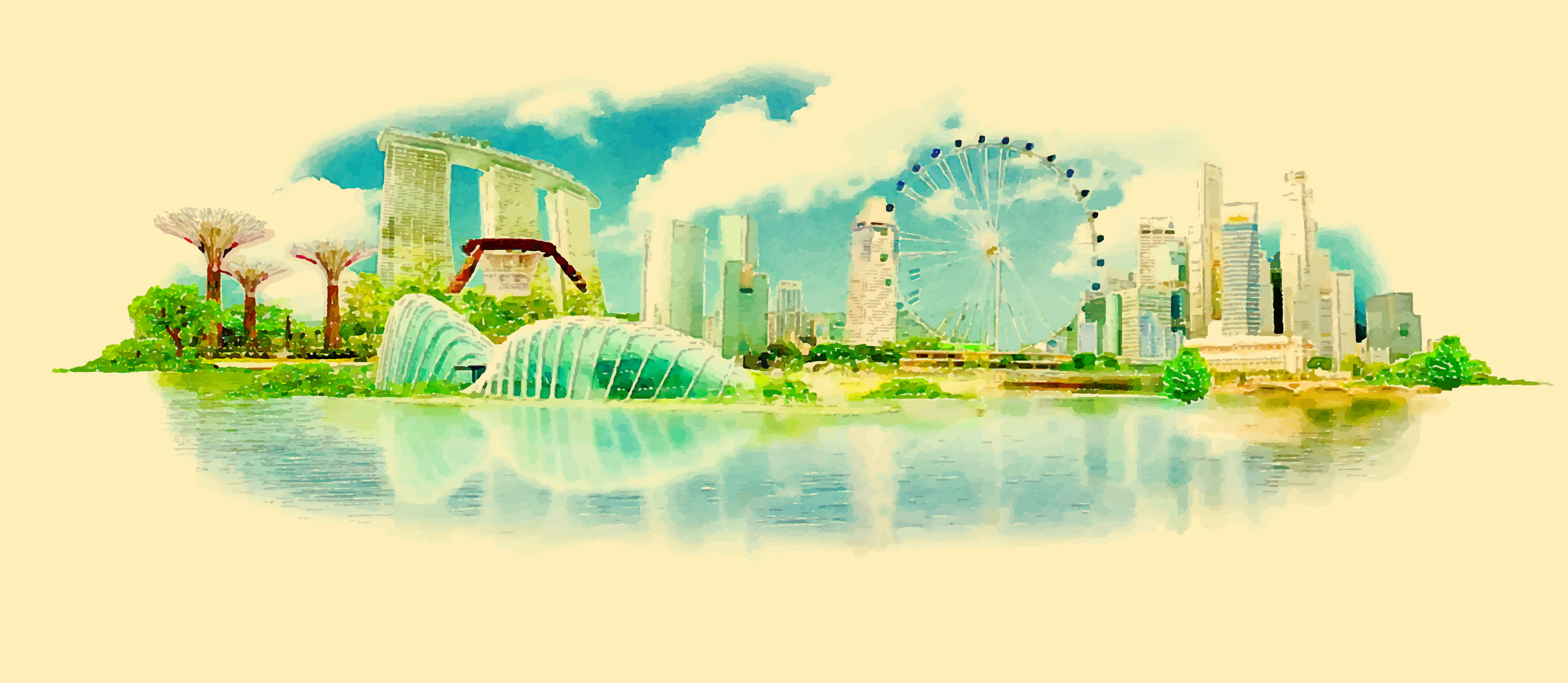 Watercolor singapor vector watercolor singapor   