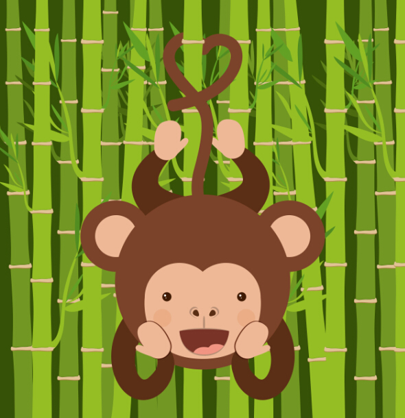 Cute monkey with bamboo vector 07 monkey cute bamboo   