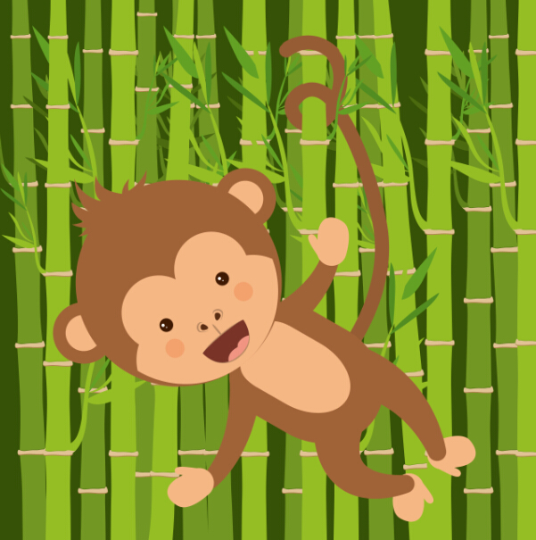 Cute monkey with bamboo vector 06 monkey cute bamboo   