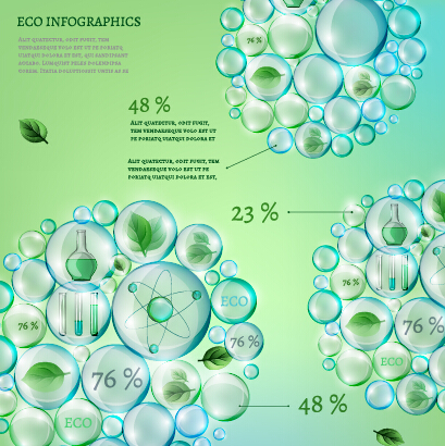Eco Infographics and leaves bubble vector 04 leaves infographics eco bubble   