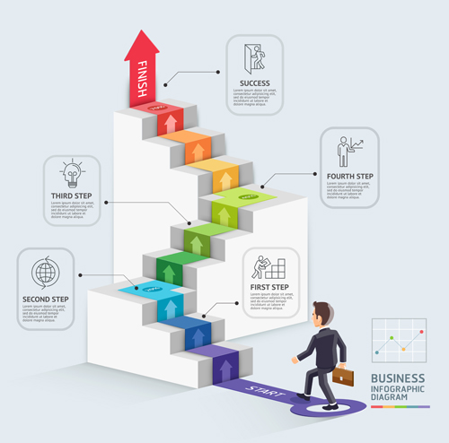 ladder with business template vector 03 template Ladder business   