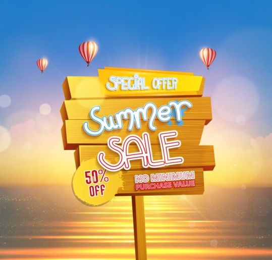 Summer sea background and wooded billboard vector 05 wooded summer sea billboard background   