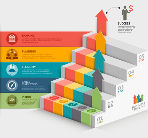 ladder with business template vector 02 template Ladder business   