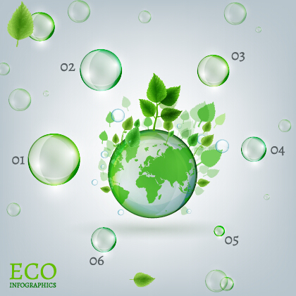 Eco Infographics and leaves bubble vector 13 leaves infographics eco bubble   
