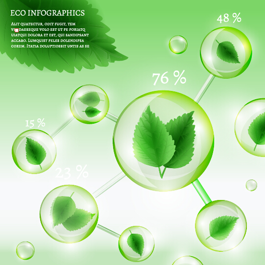 Eco Infographics and leaves bubble vector 03 leaves infographics eco bubble   