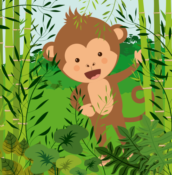 Cute monkey with bamboo vector 04 monkey cute bamboo   