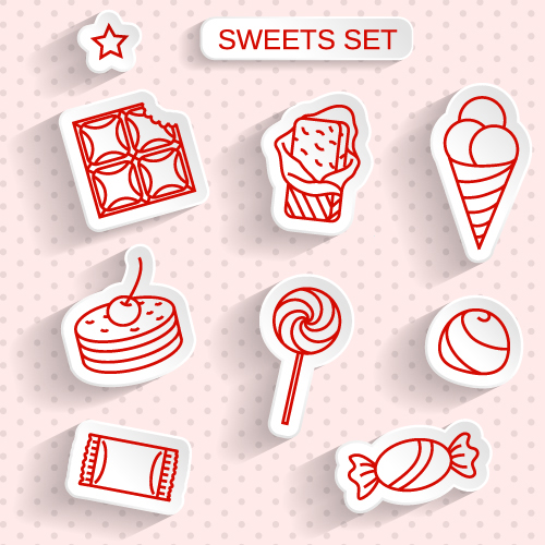 Cute sweet stickers vector sweet stickers cute   