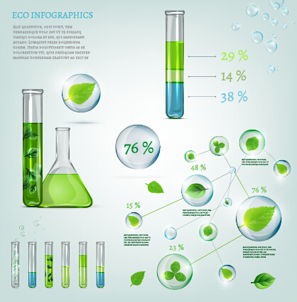 Eco Infographics and leaves bubble vector 12 leaves infographics eco bubble   