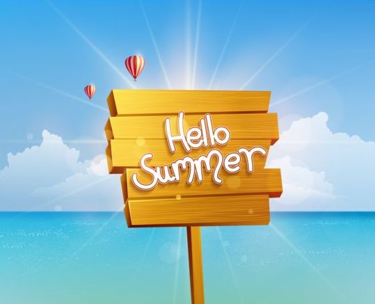 Summer sea background and wooded billboard vector 02 wooded summer sea billboard background   