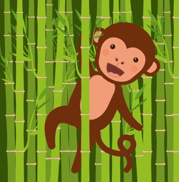 Cute monkey with bamboo vector 03 monkey cute bamboo   