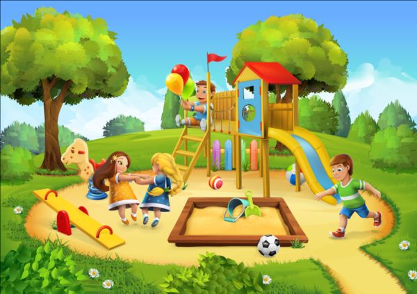 Children playground vector background design 03 playground children background   