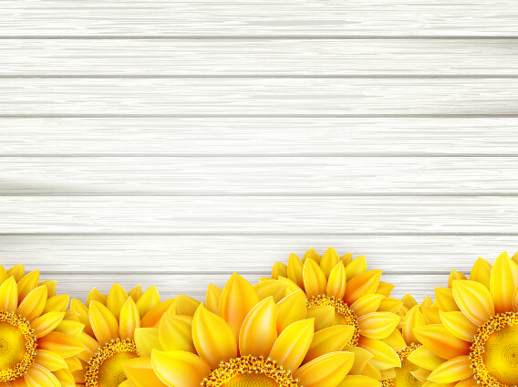 Beautiful sunflowers with wooden background vector 06 wooden sunflowers beautiful background   