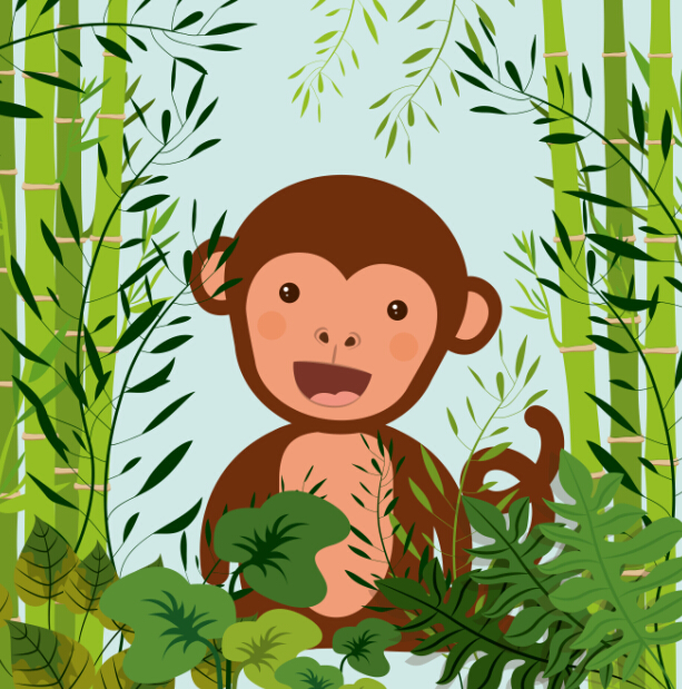 Cute monkey with bamboo vector 02 monkey cute bamboo   