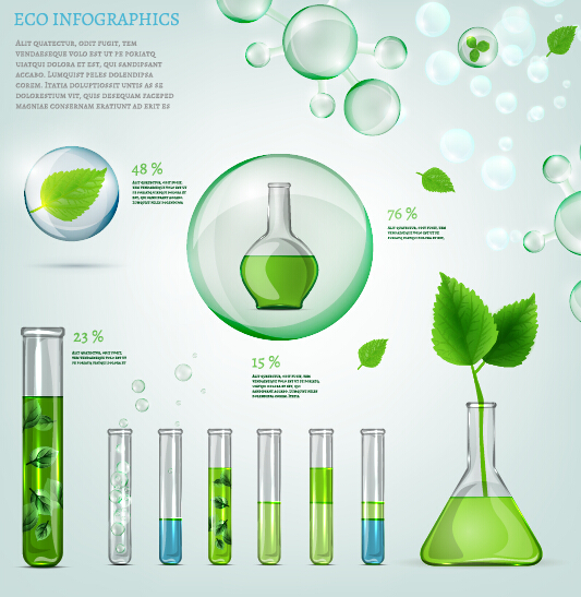 Eco Infographics and leaves bubble vector 11 leaves infographics eco bubble   