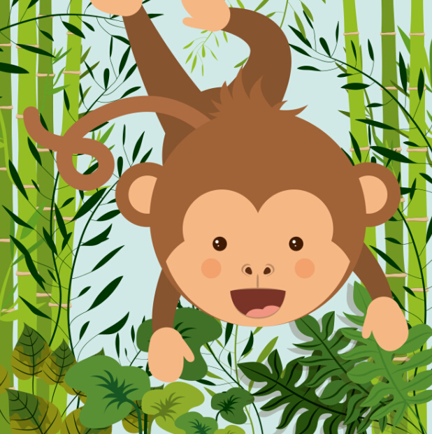 Cute monkey with bamboo vector 01 monkey cute bamboo   