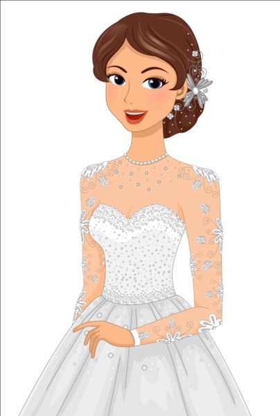 Beautiful Brides With Wedding Dress Vectors 04 Gooloc