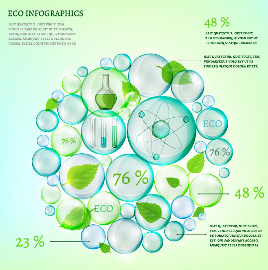 Eco Infographics and leaves bubble vector 09 leaves infographics eco bubble   