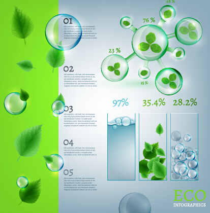 Eco Infographics and leaves bubble vector 08 leaves infographics eco bubble   