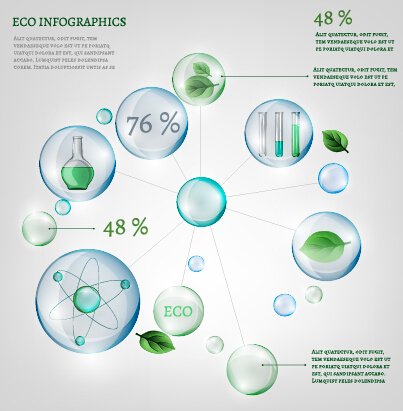 Eco Infographics and leaves bubble vector 07 leaves infographics eco bubble   