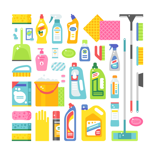 Various cleaning tools vector huge collection 03 Various tools huge collection cleaning   