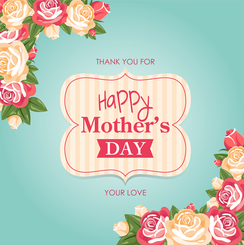 Vintage Mothers day card with flower vector vintage Mother's flower card   