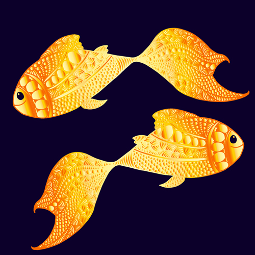 Floral golden fish vector golden floral fish   